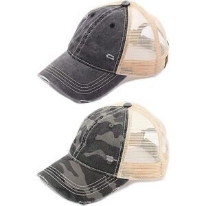 Women's Black Camo Pack Of 2 Adjustable Fit Classic Comfortable Baseball Caps